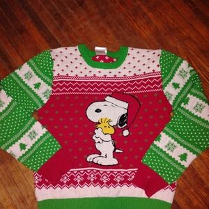 Peanuts Snoopy  Green and Red Holiday Sweater